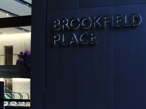 Signage at the Brookfield Place office building in Sydney, Australia.