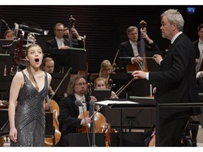 One of the 2019 winners Johanna Wallroth singing with the Finnish Radio Symphony Orchestra and conductor Hannu Lintu. Photo by Heikki Tuuli.
