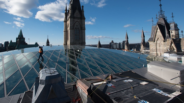 The glass roof of the House of Parliament's West Block