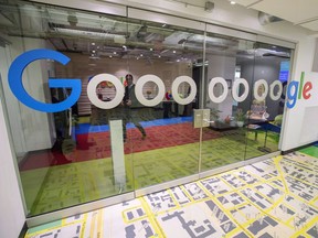 The Competition Bureau says it's obtained a court order in an ongoing investigation into Google's advertising practices in Canada. The Google office is seen in Montreal on November 1, 2018.