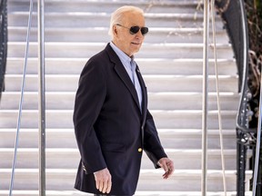 President Joe Biden walks toward Marine One on the South Lawn of the White House in Washington, Thursday, Feb. 29, 2024, for a short trip to Andrews Air Force Base, Md., and then on to Brownsville, Texas.