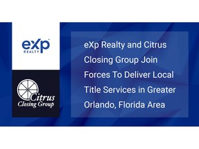 eXp Realty, "the most agent-centric real estate brokerage on the planet™" and a core subsidiary of eXp World Holdings, Inc. (Nasdaq: EXPI), today announced a strategic affiliated title business with Citrus Closing Group to bring local title expertise and personalized service to its agents in Orlando, Florida, and the surrounding areas.