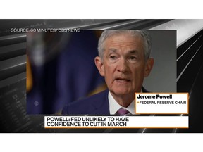 Federal Reserve Chair Jerome Powell, speaking on CBS's 60 Minutes that aired Sunday evening, signaled that an interest-rate cut in March is unlikely. David Ingles reports on Bloomberg Television.