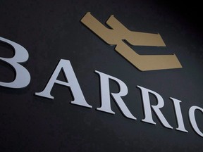 A Barrick Gold logo is seen during the company's annual general meeting in Toronto on Tuesday, April 28, 2015.