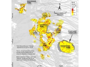 MAP OF THE BLACK PINE MINERAL RESOURCE BLOCK MODEL
