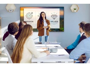 The SHARP PNME series lineup is available in 43-, 50-, 55-, and 65-inch Class sizes with 400 - 450 cd/m2 panels to capture audiences and consumers in any environment.