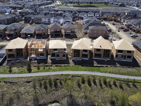 New homes being built in a housing construction development in the west-end of Ottawa.