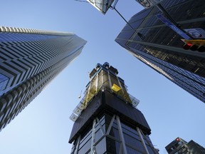 The One condominium and hotel under construction at the intersection of Yonge St. and Bloor St. in Toronto.