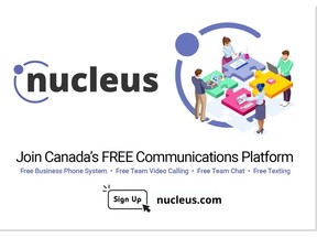Get a business phone number with extensions, team chat with file-sharing, team video calling, plus texting for customer support, all free with Nucleus.
