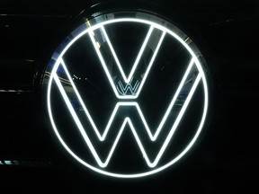 This is the Volkswagen logo on a Volkswagen automobile on display at the Pittsburgh International Auto Show in Pittsburgh, Feb. 15, 2024. Volkswagen is recalling more than 261,000 cars in the U.S. to fix a potential fuel leak that can increase the risk of fires. The recall covers certain Audi A3s and VW Golfs and GTIs from the 2015 through 2020 model years. Also included are 2015 through 2019 Golf Sportwagens, and 2019 and 2020 VW Jettas.