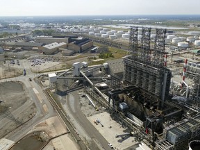 FILE - The BP Whiting refinery in East Chicago, Ind., stands on Sept. 21, 2017. BP's sprawling oil refinery in northwest Indiana was hit Thursday, Feb. 1, 2024, by a power outage that prompted the company to shut it down and evacuate workers, authorities said. (DroneBase via AP, File)