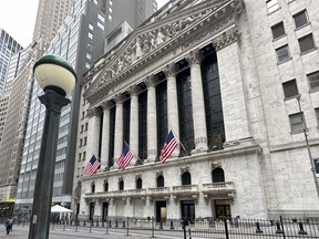 The New York Stock Exchange is shown on Wednesday, Feb. 21 2024, in New York. Global stocks were mixed after technology shares led Wall Street broadly lower, with investors waiting for chipmaker Nvidia's quarterly earnings report later in the day.