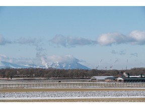Rapidus factory construction site behind the Horse ranches at in chitose,Hokkaido Prefecture,Japan, on Tuesday, Dec 20, 2023.