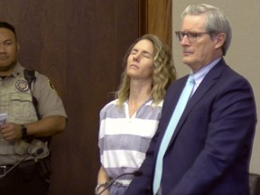FILE - This image from video shows Ruby Franke during a hearing Monday, Dec. 18, 2023, in St. George, Utah. A Utah judge will set prison sentences Tuesday, Feb. 20, 2024, for Franke, a mother of six who gave parenting advice via a once-popular YouTube channel called "8 Passengers," and her business partner after they each pleaded guilty to four counts of aggravated child abuse for physically and emotionally abusing Franke's children.