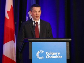 Alberta Minister of Finance Nate Horner speaks at a noon-hour event at the Calgary Chamber of Commerce in Calgary.