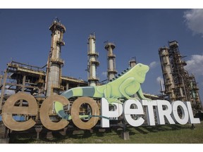 Signage at the Ecopetrol Barrancabermeja refinery in Barrancabermeja, Colombia, on Tuesday, Feb. 15, 2022. Ecopetrol says it expects organic investments in the range of $17b-$20b for 2022-2024, of which 69% is expected to be for upstream projects. Photographer: Ivan Valencia/Bloomberg