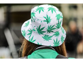 A participant during the annual Hemp Parade in Berlin in 2023.