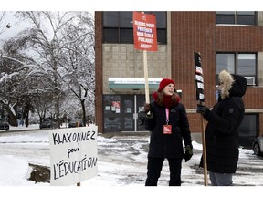 Public sector workers during a strike in Montreal in December.