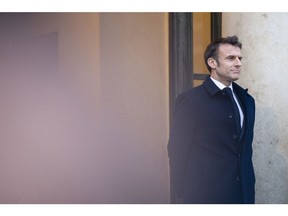 Emmanuel Macron, France's president, at the Elysee Palace in Paris, France, on Monday, Feb. 26, 2024. Macron is hosting a meeting in Paris on Monday to discuss support for Ukraine.