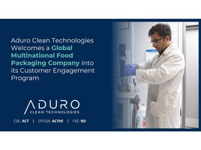 Aduro Clean Technologies Welcomes a Global Multinational Food Packaging Company into its Customer Engagement Program