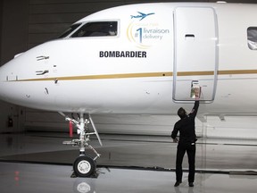 a Bombardier jet in Montreal.