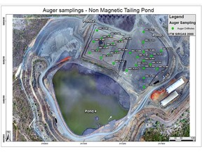 Figure 1: View of Non-Magnetic Tailings Ponds Two and Pond Three with the Auger Drill Hole Positions