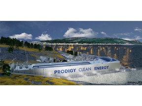 Conceptual illustration of Prodigy's Microreactor Power Station™ TNPP. Variant is marine transported and coastally installed on land.