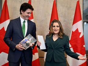 Prime Minister Justin Trudeau and Finance Minister Chrystia Freeland ahead of the release of the 2023 federal budget.