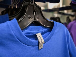 Gildan apparel at a store in Montreal, Quebec. If he returns as CEO, Glenn Chamandy says the company would try to grow in higher-end segments of the market, such as fleece products and clothing with better-quality fabric.