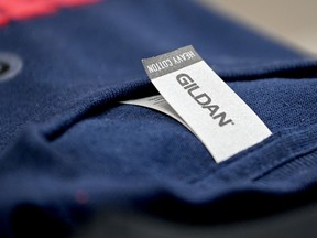 Gildan Activewear Inc. apparel at a store in Montreal.