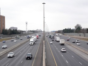 Traffic on the 401 Highway in Toronto.