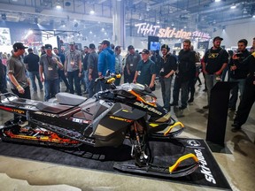 Guests of BRP's Club Ski-Doo check out the long-awaited 2020 Ski-Doo Summit X Monday Feb. 18, 2019 in Grapevine, Texas.