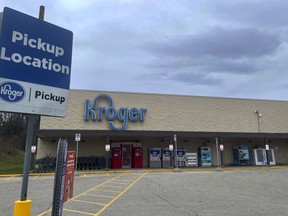 A Kroger store is shown Friday, March 1, 2024, in Cross Lanes, W.Va. A union representing 3,000 workers in West Virginia, Ohio and Kentucky has voted to reject a contract offer from the company and to authorize a strike if necessary.