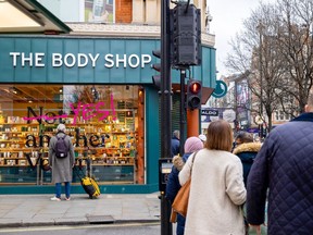 A closed outlet of The Body Shop on Bond Street in central London