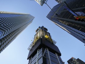The One condominium and hotel is shown under construction at the intersection of Yonge and Bloor streets in Toronto in October, 2023.