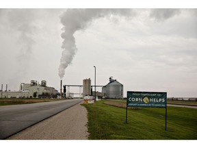 Steam rises from a stack outside an ethanol biorefinery in Gowrie, Iowa.
