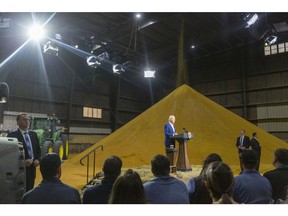 President Joe Biden speaks at the POET Bioprocessing facility in Menlo, Iowa, in 2022. Photographer: Rachel Mummey/Bloomberg
