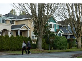 Homes in the West Point Grey neighborhood of Vancouver, British Columbia, Canada, on Tuesday, Dec. 12, 2023. Canadian home prices posted their biggest drop in more than a year as persistently high borrowing costs squeeze potential buyers.