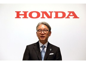 Honda's Toshihiro Mibe during a press conference in Tokyo in March.