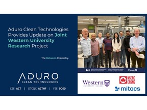Aduro Clean Technologies Provides Update on Joint Western University Research Project
