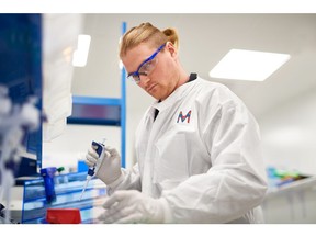 A scientist preparing samples in the next-generation sequencing laboratory at MilliporeSigma's Rockville, Maryland, USA site.