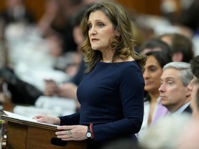 Minister of Finance Chrystia Freeland presents the federal budget in the House of Commons in Ottawa on Tuesday.