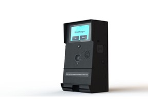 Figure 1. Breath Logix Industrial Series Wall Mounted Alcohol Breathalyzer. Contactless and straw test modes available.