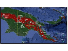 Location of Tinga Valley, Papua Mobile Belt and Tier 1 deposits