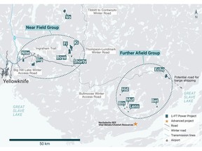 Location of LIFT's Yellowknife Lithium Project. Drilling has been thus far mainly focused on the Near Field Group of pegmatites which are located to the east of the city of Yellowknife along a government-maintained paved highway, and advancing to the Echo target, the first drilling in the Further Afield Group.