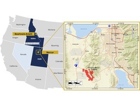 Mercur Gold Project Location Map