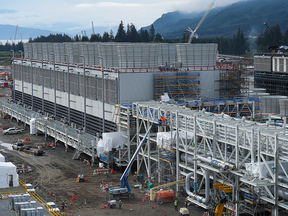 Cooling towers at the LNG Canada construction site