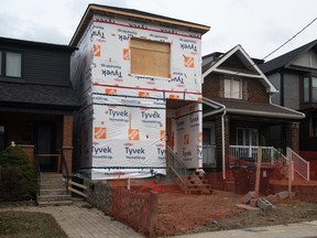A home under construction in Toronto.