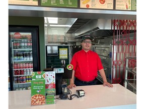 A franchisee since 2012, Adjmal Nusrat opens his second franchise location with Pizza Nova in Oakville, Ontario, April 15, 2024.