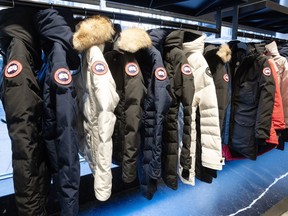 Canada Goose products are seen at one of their stores in Montreal on Friday, November 24, 2023.THE CANADIAN PRESS/Ryan Remiorz